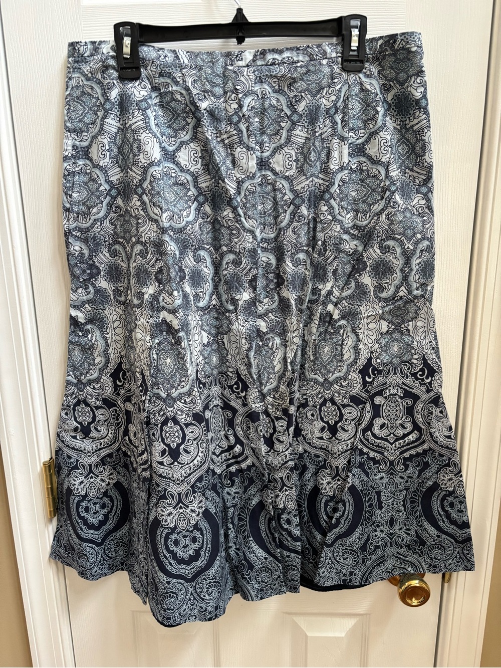 Liz & Co Classic Navy Paisley A-Line Skirt, Size 14, NWOT